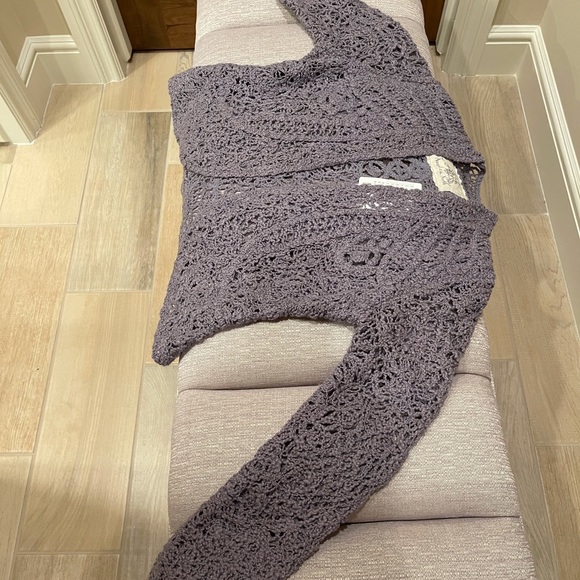 Anthropologie S crochet grey bolero sweater (New) - Picture 10 of 12